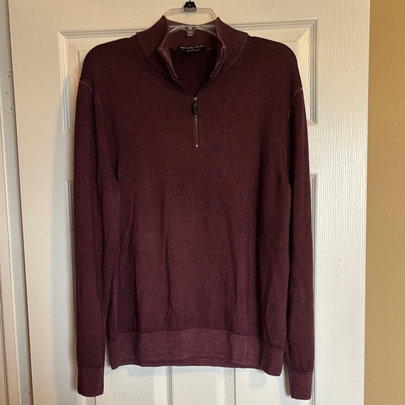 Michael Kors men’s maroon merino wool quarter zip sweater size XL - Picture 1 of 8